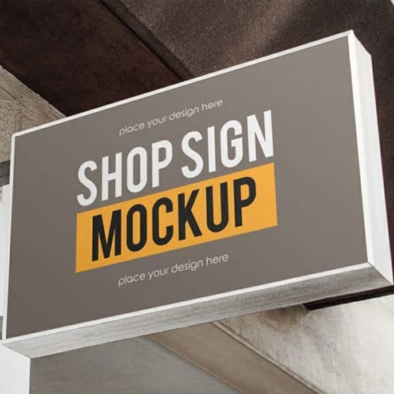 Free Shop Sign Logo Mockup