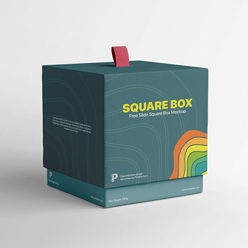 Free Slide Square Box Mockup