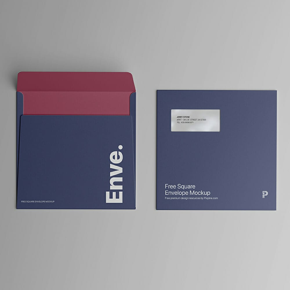 Free Square Envelope Mockup