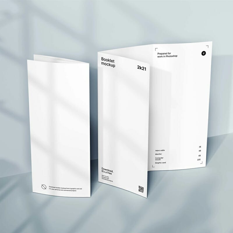 Free Standing Trifold Brochure Mockup