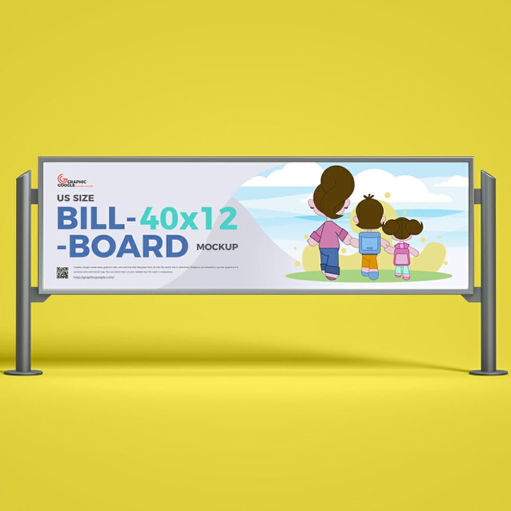 Free US Size 40×12 ft Billboard Mockup
