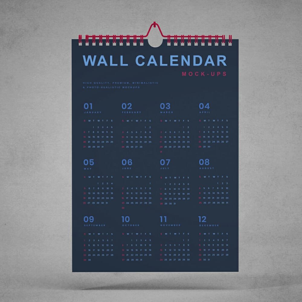 Free Wall Calendar Mockup