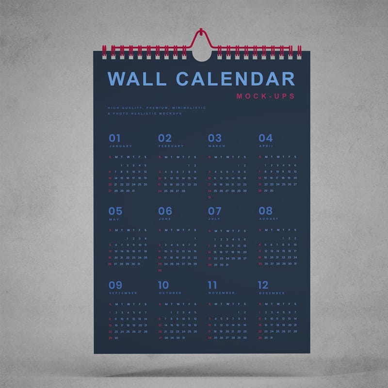 Free Wall Calendar Mockup
