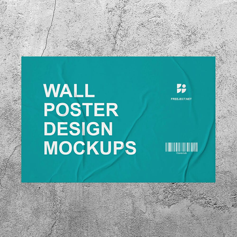 Free Wall Glued Poster Design Mockups