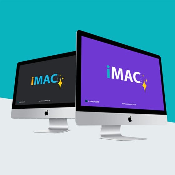 Free iMac Mockup With Two Different Perspective For Branding