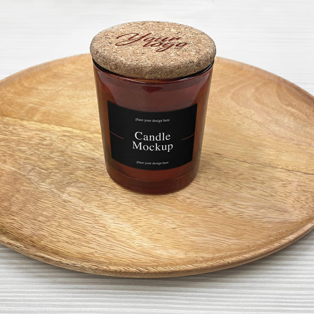 Glass Jar With Handmade Candle Mockup