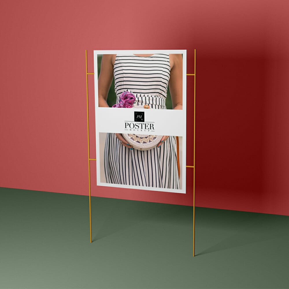 Modern Advertisement Poster Mockup PSD With Stand