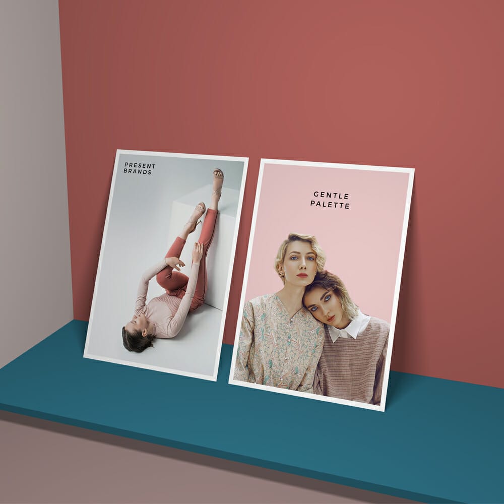 Modern Branding Vertical Standing Posters Mockup PSD Template