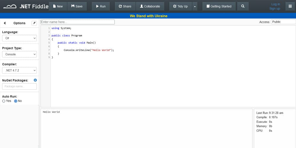 Excellent Online Code Editors 20 NET fiddle