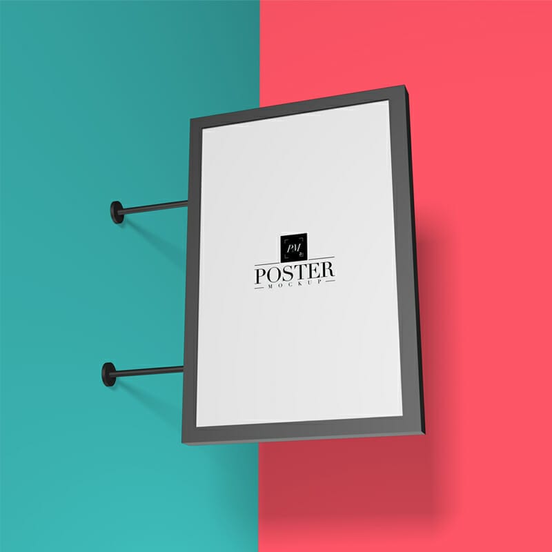 Premium Branding Wall Signboard Poster Mockup PSD