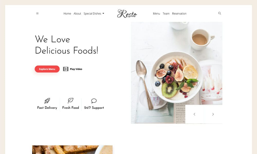 Resto Free Responsive Bootstrap Template