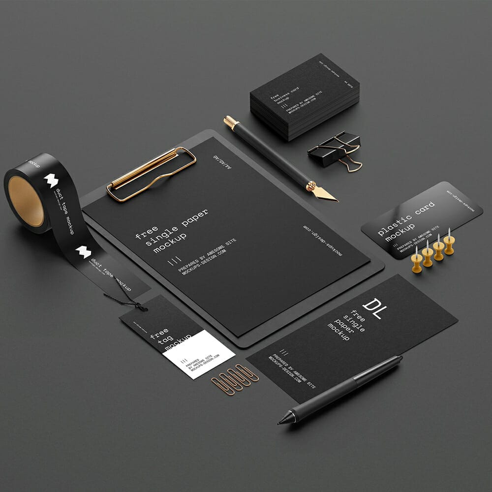 Scene Creator Dark Stationery Mockup