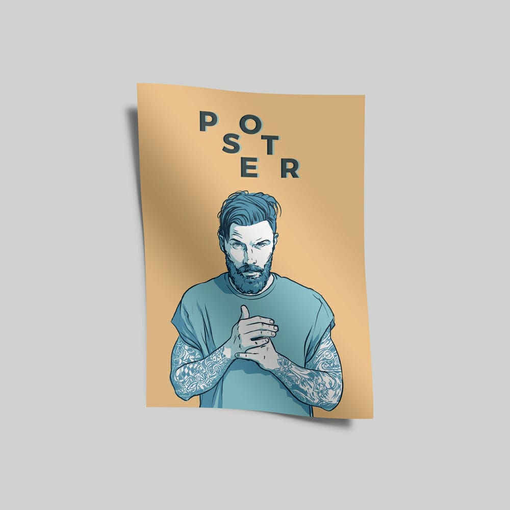 Wavy Poster Mockup Template PSD