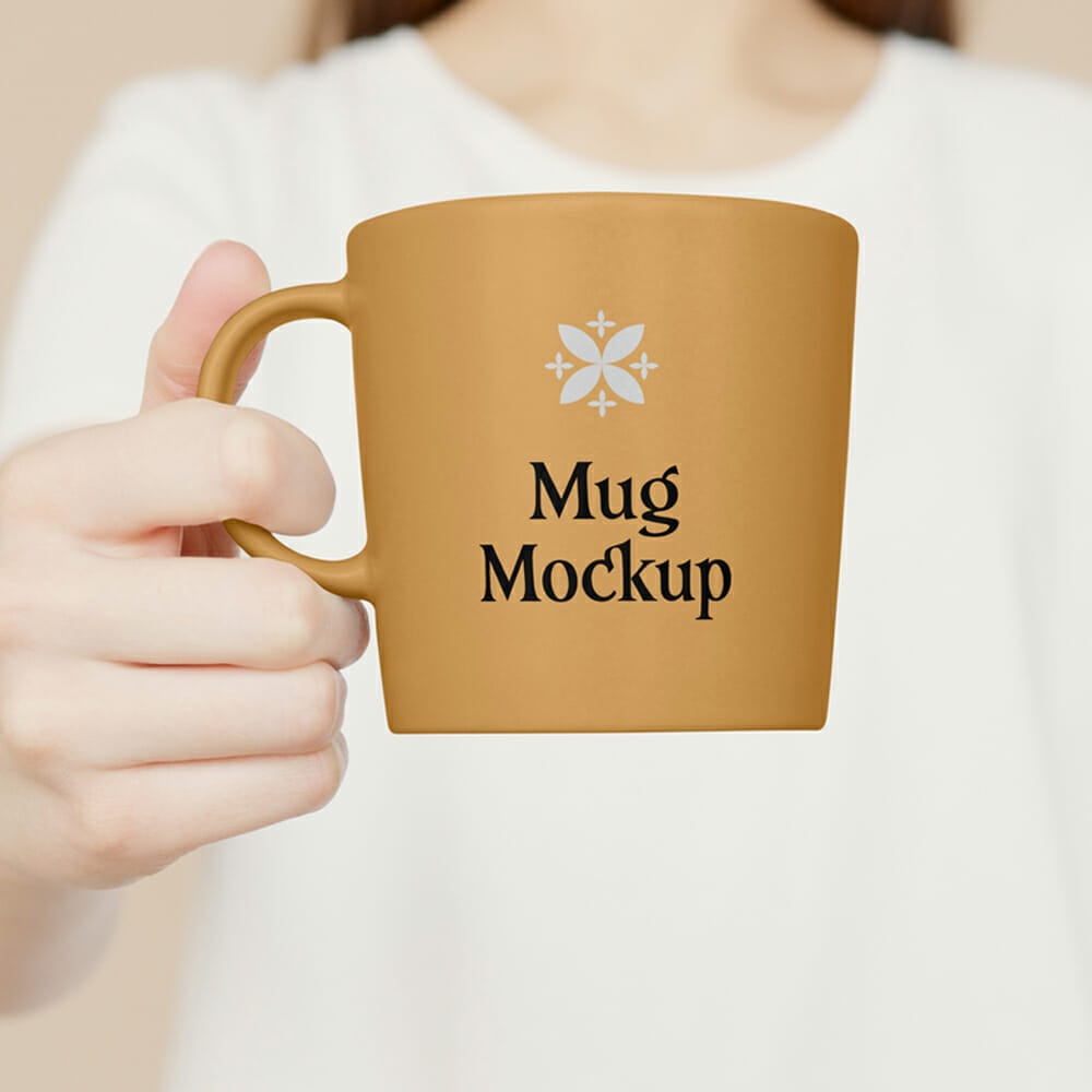 Women Holding Big Mug Mockup