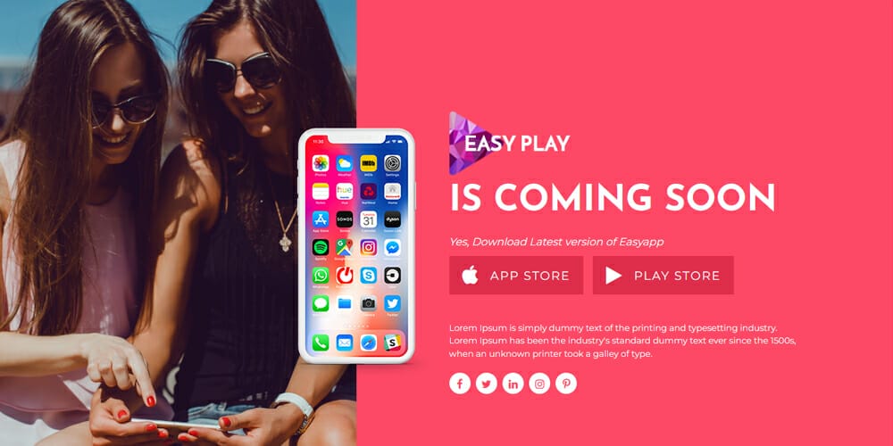Free Under Construction Html Templates 41 EasyPlay App Coming Soon Template