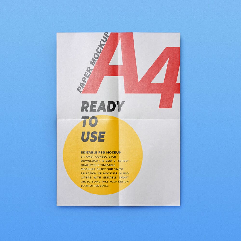 Free A4 Paper Mockup