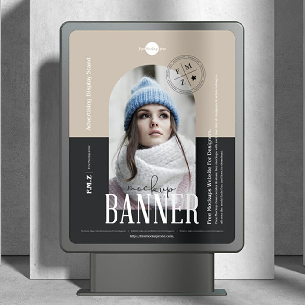 Free Advertising Display Stand Banner Mockup