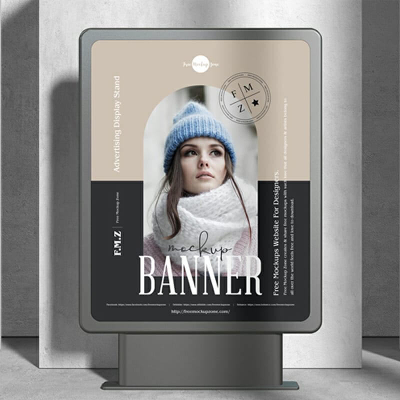 Free Advertising Display Stand Banner Mockup