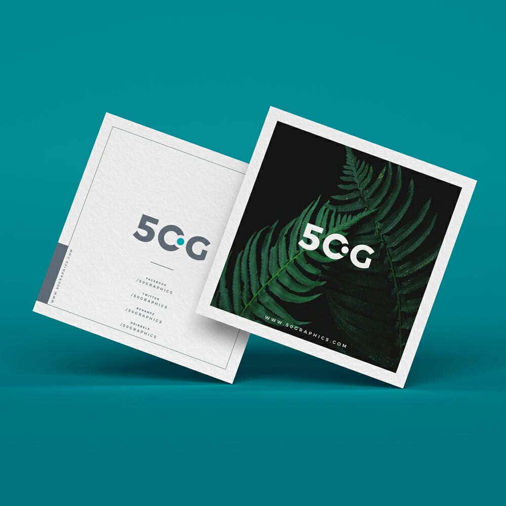 Free Brand Square Business Cards Mockup PSD