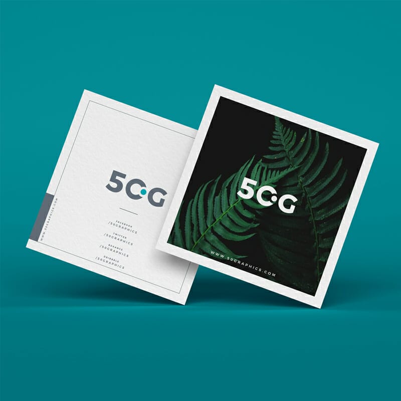 Free Brand Square Business Cards Mockup PSD