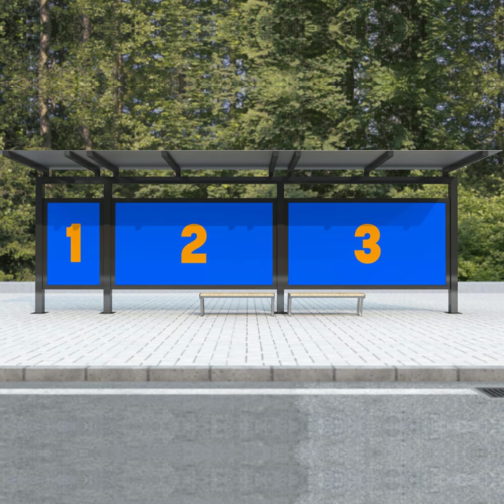 Free Bus Shelter Posters Mockup PSD