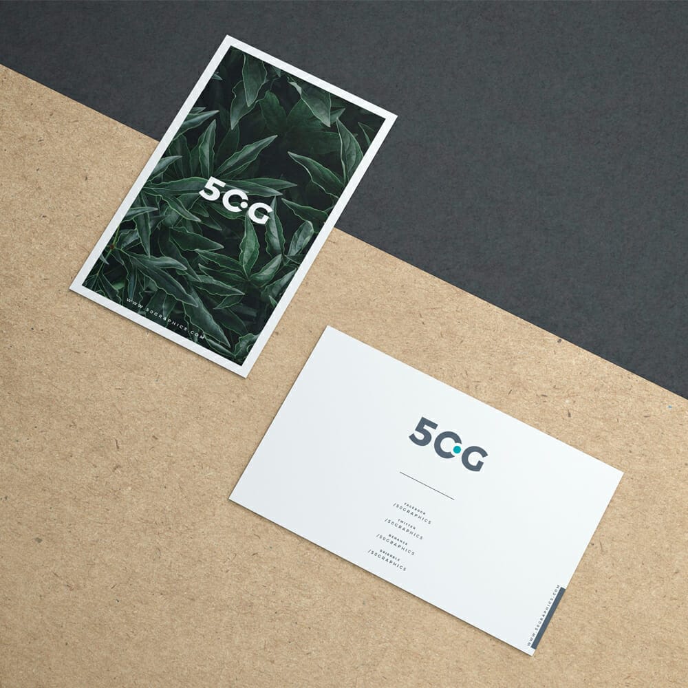 Free Business Cards On Kraft Paper Mockup PSD
