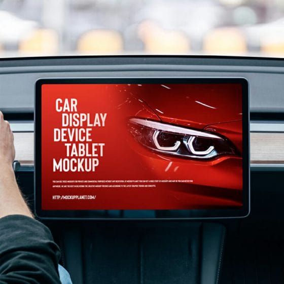 Free Car Display Device Tablet Mockup Design