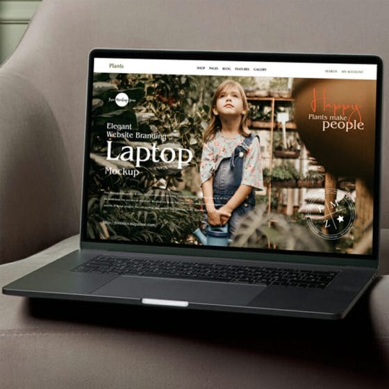Free Elegant Website Branding Laptop Mockup