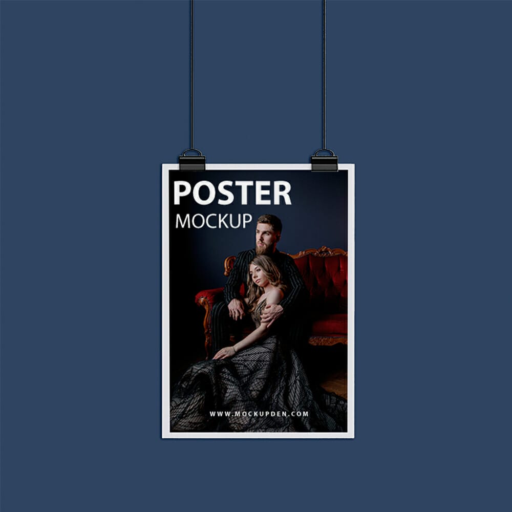 Free Hanging Poster Mockup PSD Template