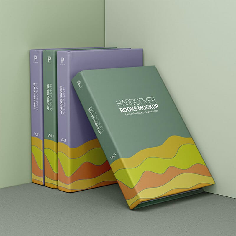 Free Hardcover Books Mockup