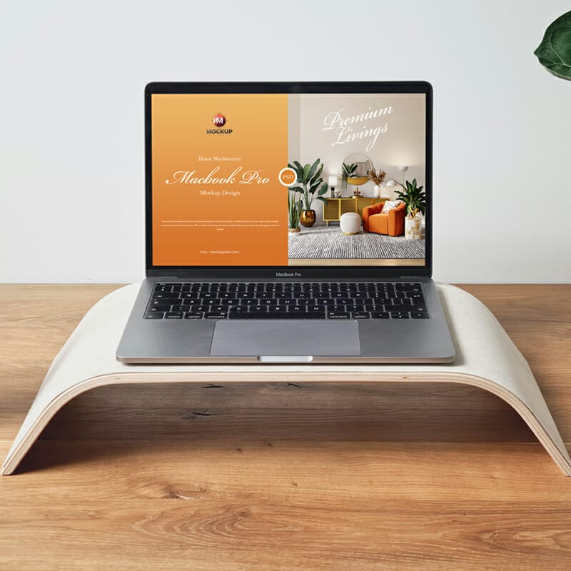 Free Home Workstation MacBook Pro Mockup Design