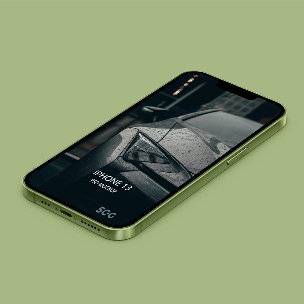 Free Isometric iPhone 13 Mockup PSD