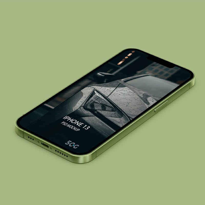Free Isometric iPhone 13 Mockup PSD