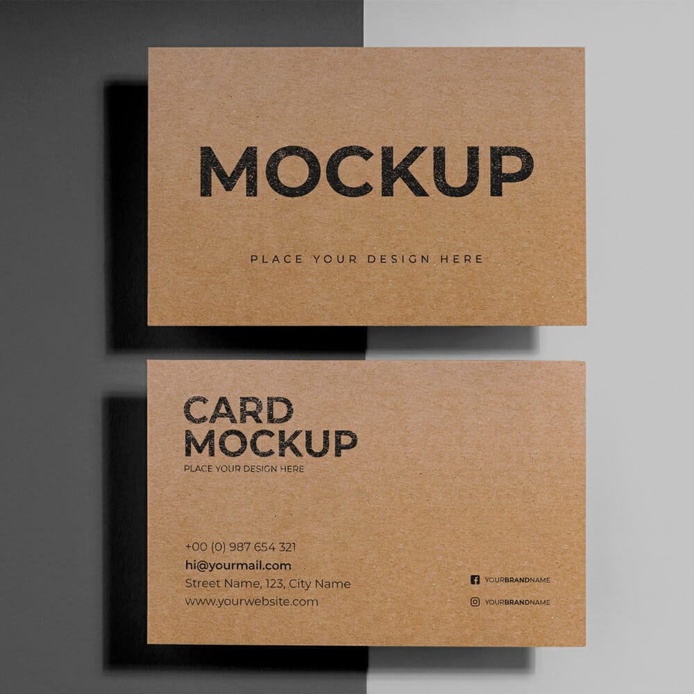 Free Kraft Business Card Mockup