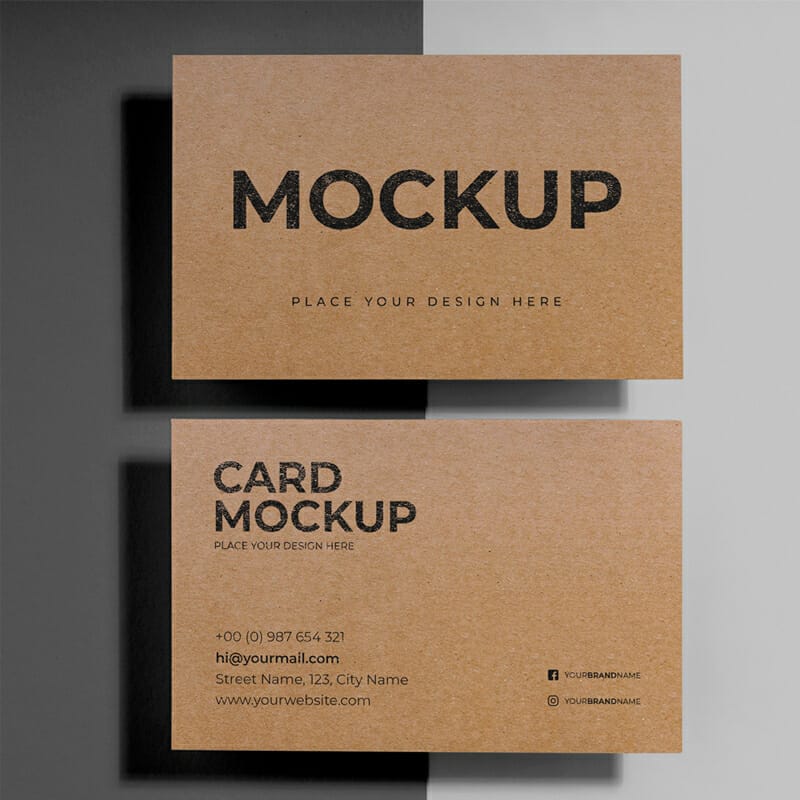 Free Kraft Business Card Mockup
