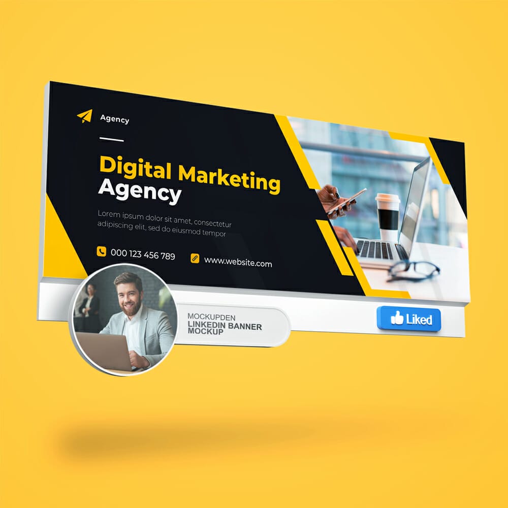 Free Linkedin Banner Mockup PSD Template