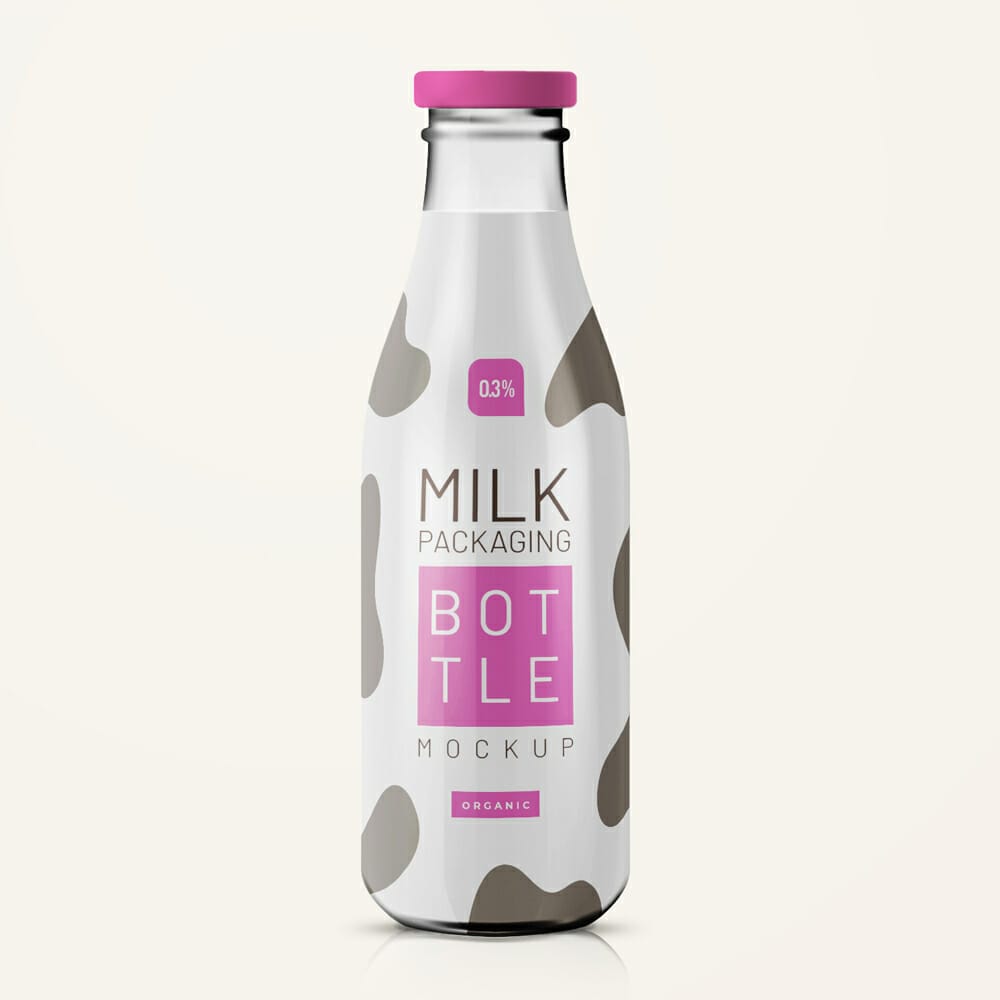 Free Milk Bottle Mockup