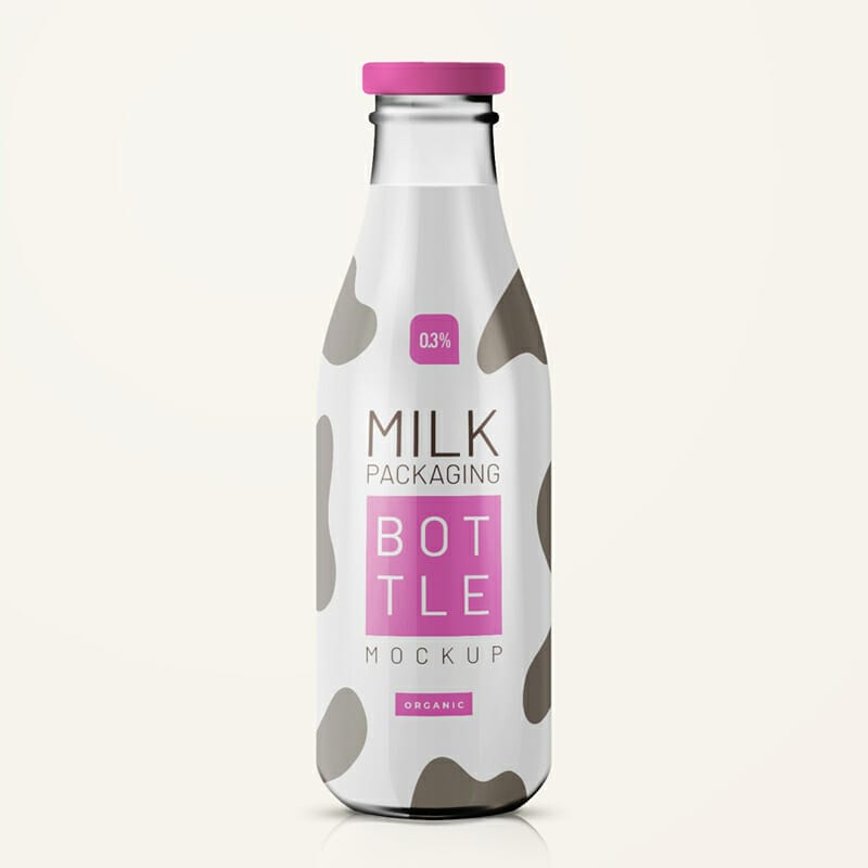 Free Milk Bottle Mockup