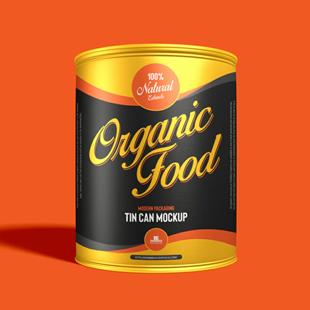 Free Modern Packaging Tin Can Mockup