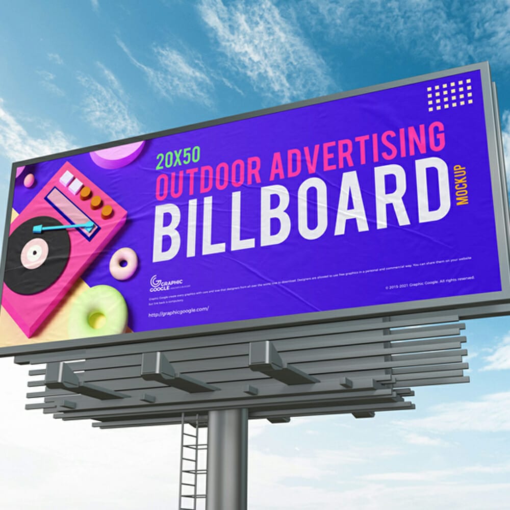 Free 20×50 Outdoor Advertising Billboard Mockup