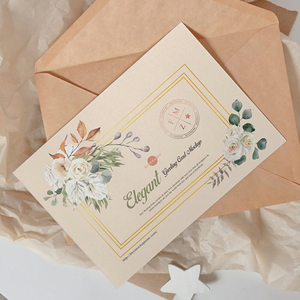 Free PSD Elegant Greeting Card Mockup