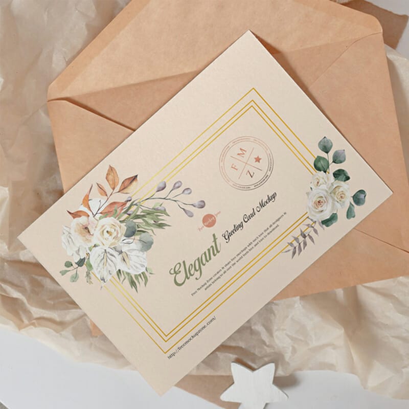 Free PSD Elegant Greeting Card Mockup