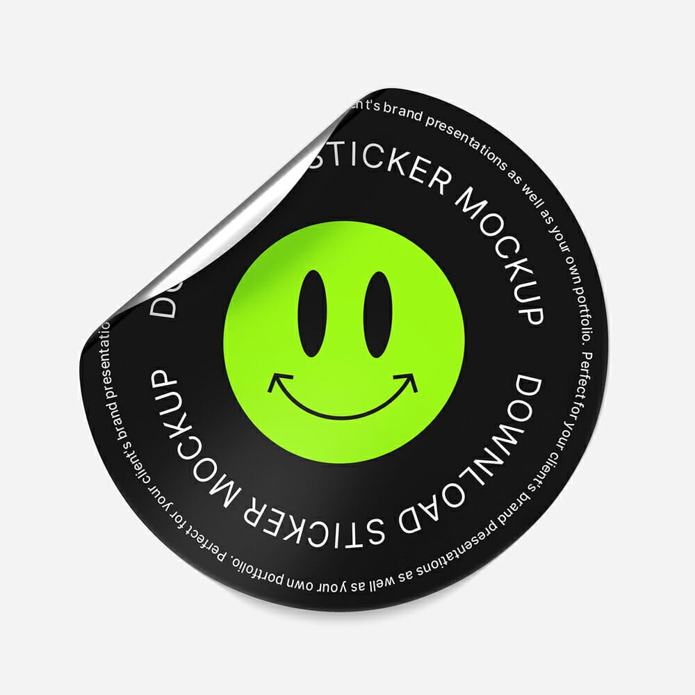 Free Peeling Off Sticker Mockup