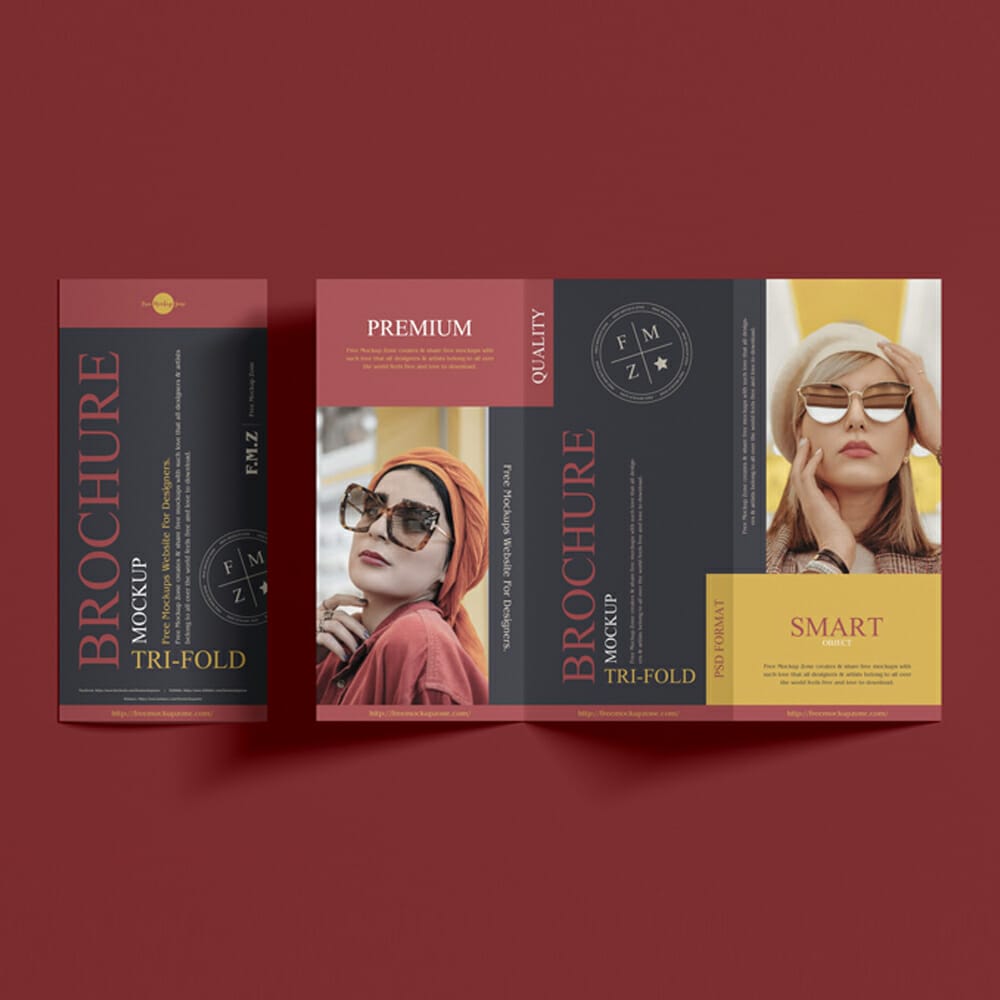 Free Premium Tri-Fold Brochure Mockup