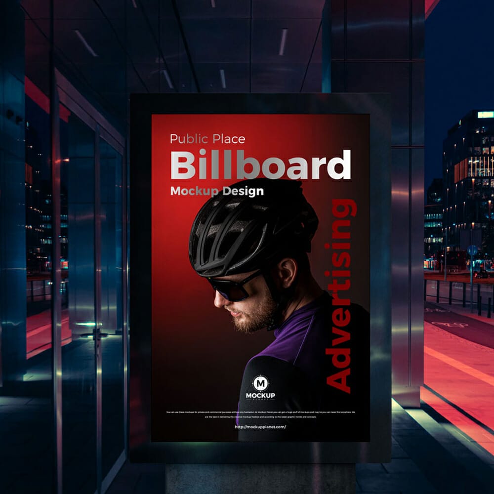 Free Public Place Advertising Billboard Mockup Design