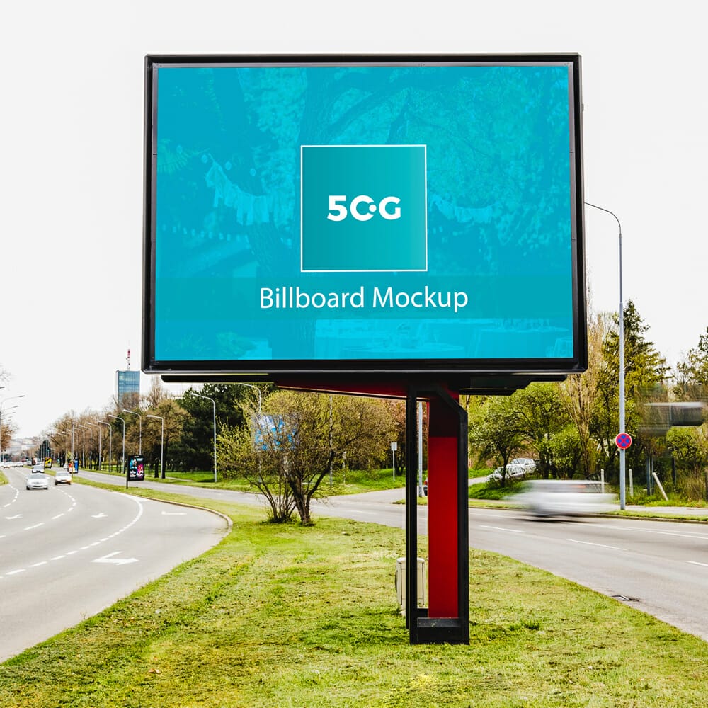 Free Roadside Billboard Mockup In PSD