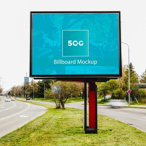 Free Roadside Billboard Mockup In PSD