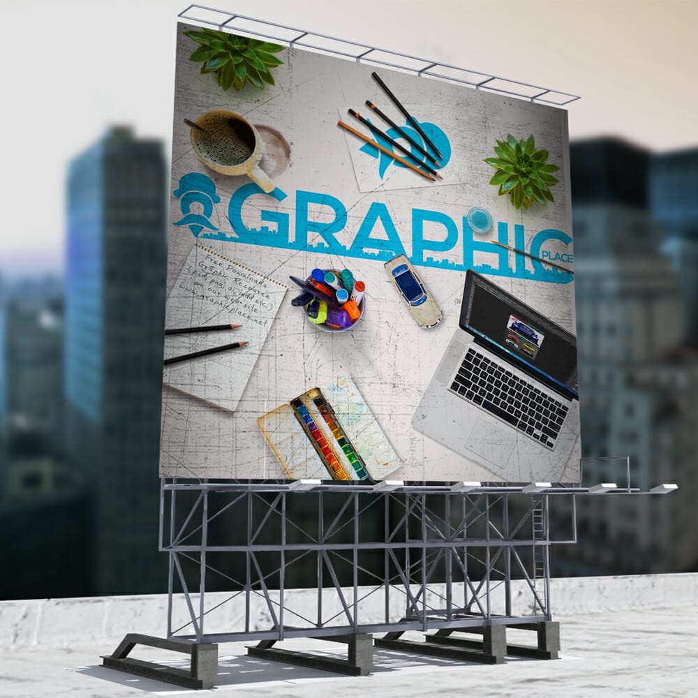 Free Roof Billboard Mockup PSD