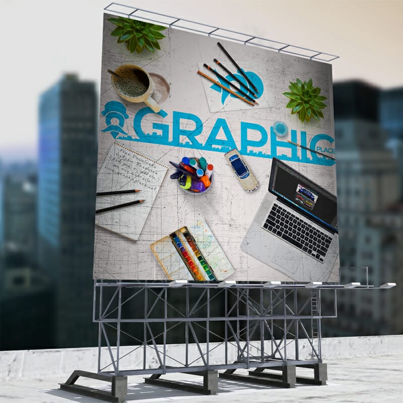 Free Roof Billboard Mockup PSD