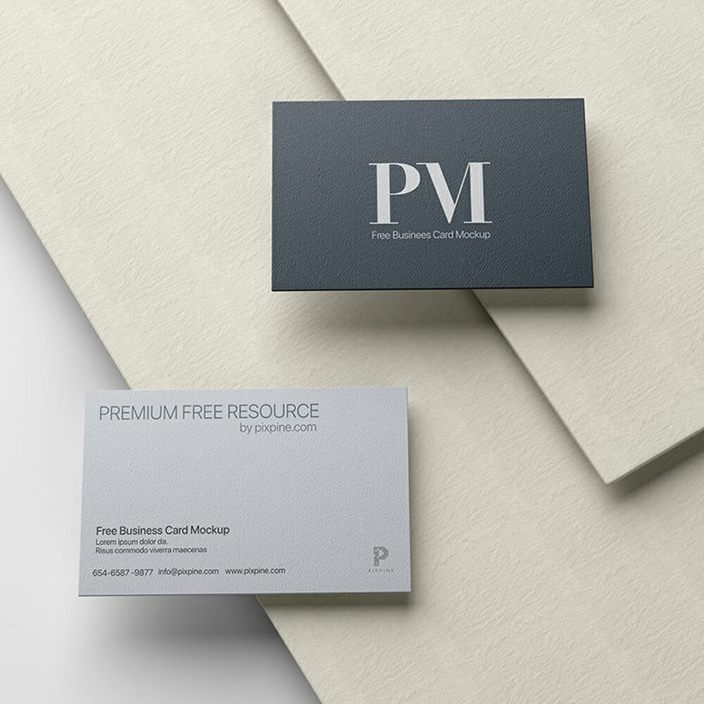 Free Simple Two Business Card Mockup 1